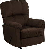 Contemporary Top Hat Chocolate Microfiber Rocker Recliner