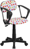 Multi-Colored Dot Printed Swivel Task Chair with Arms