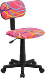 Multi-Colored Swirl Printed Pink Swivel Task Chair