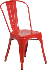 Red Metal Indoor-Outdoor Stackable Chair