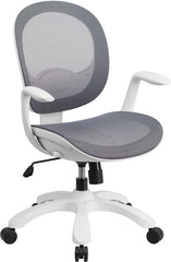 Mid-Back Gray Mesh Swivel Task Chair with Seat Slider and Ratchet Back