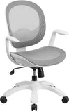 Mid-Back White Mesh Swivel Task Chair with Seat Slider and Ratchet Back