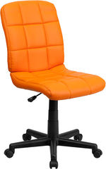 Mid-Back Orange Quilted Vinyl Swivel Task Chair