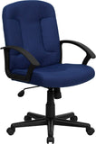 Mid-Back Navy Fabric Executive Swivel Office Chair with Nylon Arms