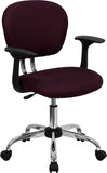 Mid-Back Burgundy Mesh Swivel Task Chair with Chrome Base and Arms