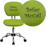 Personalized Mid-Back Apple Green Mesh Swivel Task Chair with Chrome Base