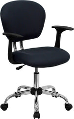 Mid-Back Gray Mesh Swivel Task Chair with Chrome Base and Arms