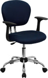 Mid-Back Navy Mesh Swivel Task Chair with Chrome Base and Arms