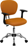 Mid-Back Orange Mesh Swivel Task Chair with Chrome Base and Arms