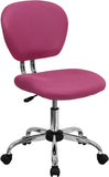 Mid-Back Pink Mesh Swivel Task Chair with Chrome Base