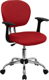 Mid-Back Red Mesh Swivel Task Chair with Chrome Base and Arms