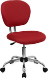 Mid-Back Red Mesh Swivel Task Chair with Chrome Base