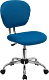 Mid-Back Turquoise Mesh Swivel Task Chair with Chrome Base