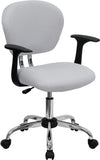 Mid-Back White Mesh Swivel Task Chair with Chrome Base and Arms