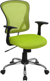 Mid-Back Green Mesh Swivel Task Chair with Chrome Base