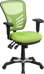 Mid-Back Green Mesh Swivel Task Chair with Triple Paddle Control