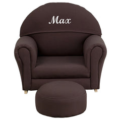 Personalized Kids Brown Fabric Rocker Chair and Footrest