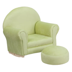 Kids Green Microfiber Rocker Chair and Footrest