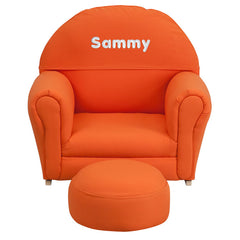 Personalized Kids Orange Fabric Rocker Chair and Footrest