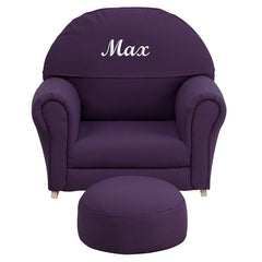 Personalized Kids Purple Fabric Rocker Chair and Footrest