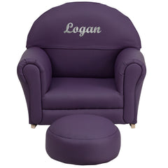 Personalized Kids Purple Vinyl Rocker Chair and Footrest