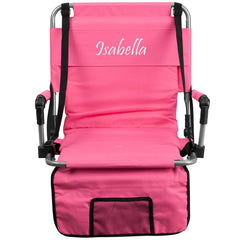 Personalized Folding Stadium Chair in Pink