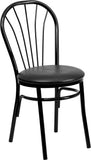 HERCULES Series Fan Back Metal Chair - Black Vinyl Seat