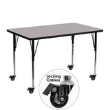 Mobile 24''W x 48''L Rectangular Activity Table with 1.25'' Thick High Pressure Grey Laminate Top and Standard Height Adjustable Legs