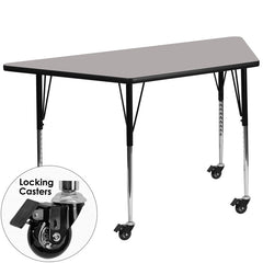 Mobile 24''W x 48''L Trapezoid Activity Table with 1.25'' Thick High Pressure Grey Laminate Top and Standard Height Adjustable Legs