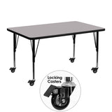 Mobile 30''W x 48''L Rectangular Activity Table with Grey Thermal Fused Laminate Top and Height Adjustable Preschool Legs