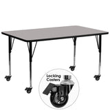 Mobile 30''W x 72''L Rectangular Activity Table with 1.25'' Thick High Pressure Grey Laminate Top and Standard Height Adjustable Legs