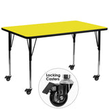 Mobile 30''W x 72''L Rectangular Activity Table with 1.25'' Thick High Pressure Yellow Laminate Top and Standard Height Adjustable Legs