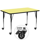 Mobile 30''W x 72''L Rectangular Activity Table with Yellow Thermal Fused Laminate Top and Standard Height Adjustable Legs