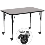 Mobile 36''W x 72''L Rectangular Activity Table with 1.25'' Thick High Pressure Grey Laminate Top and Standard Height Adjustable Legs