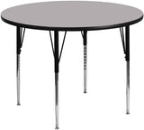 42'' Round Activity Table with Grey Thermal Fused Laminate Top and Standard Height Adjustable Legs