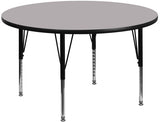 42'' Round Activity Table with Grey Thermal Fused Laminate Top and Height Adjustable Preschool Legs