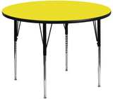 42'' Round Activity Table with 1.25'' Thick High Pressure Yellow Laminate Top and Standard Height Adjustable Legs