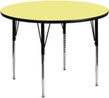 42'' Round Activity Table with Yellow Thermal Fused Laminate Top and Standard Height Adjustable Legs