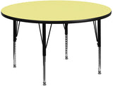 42'' Round Activity Table with Yellow Thermal Fused Laminate Top and Height Adjustable Preschool Legs