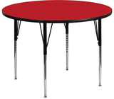 48'' Round Activity Table with 1.25'' Thick High Pressure Red Laminate Top and Standard Height Adjustable Legs