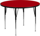 48'' Round Activity Table with Red Thermal Fused Laminate Top and Standard Height Adjustable Legs