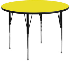 48'' Round Activity Table with 1.25'' Thick High Pressure Yellow Laminate Top and Standard Height Adjustable Legs