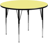 48'' Round Activity Table with Yellow Thermal Fused Laminate Top and Standard Height Adjustable Legs