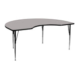 48''W x 72''L Kidney Shaped Activity Table with 1.25'' Thick High Pressure Grey Laminate Top and Standard Height Adjustable Legs