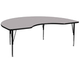 48''W x 72''L Kidney Shaped Activity Table with Grey Thermal Fused Laminate Top and Height Adjustable Preschool Legs