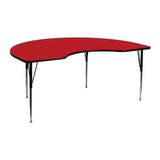 48''W x 72''L Kidney Shaped Activity Table with 1.25'' Thick High Pressure Red Laminate Top and Standard Height Adjustable Legs