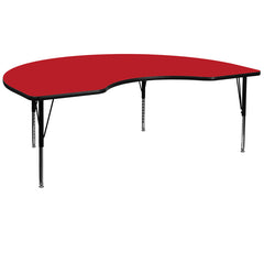 48''W x 72''L Kidney Shaped Activity Table with 1.25'' Thick High Pressure Red Laminate Top and Height Adjustable Preschool Legs