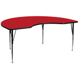 48''W x 96''L Kidney Shaped Activity Table with 1.25'' Thick High Pressure Red Laminate Top and Standard Height Adjustable Legs