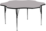 60'' Flower Shaped Activity Table with Grey Thermal Fused Laminate Top and Standard Height Adjustable Legs