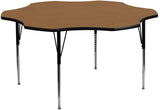 60'' Flower Shaped Activity Table with Oak Thermal Fused Laminate Top and Standard Height Adjustable Legs